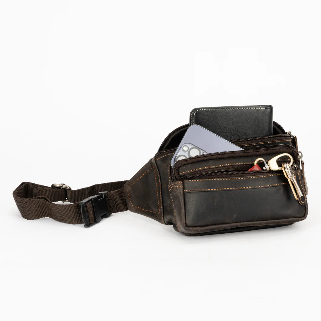 Leather Bum Bag Dark Brown Echuca | Greenwood Leather
